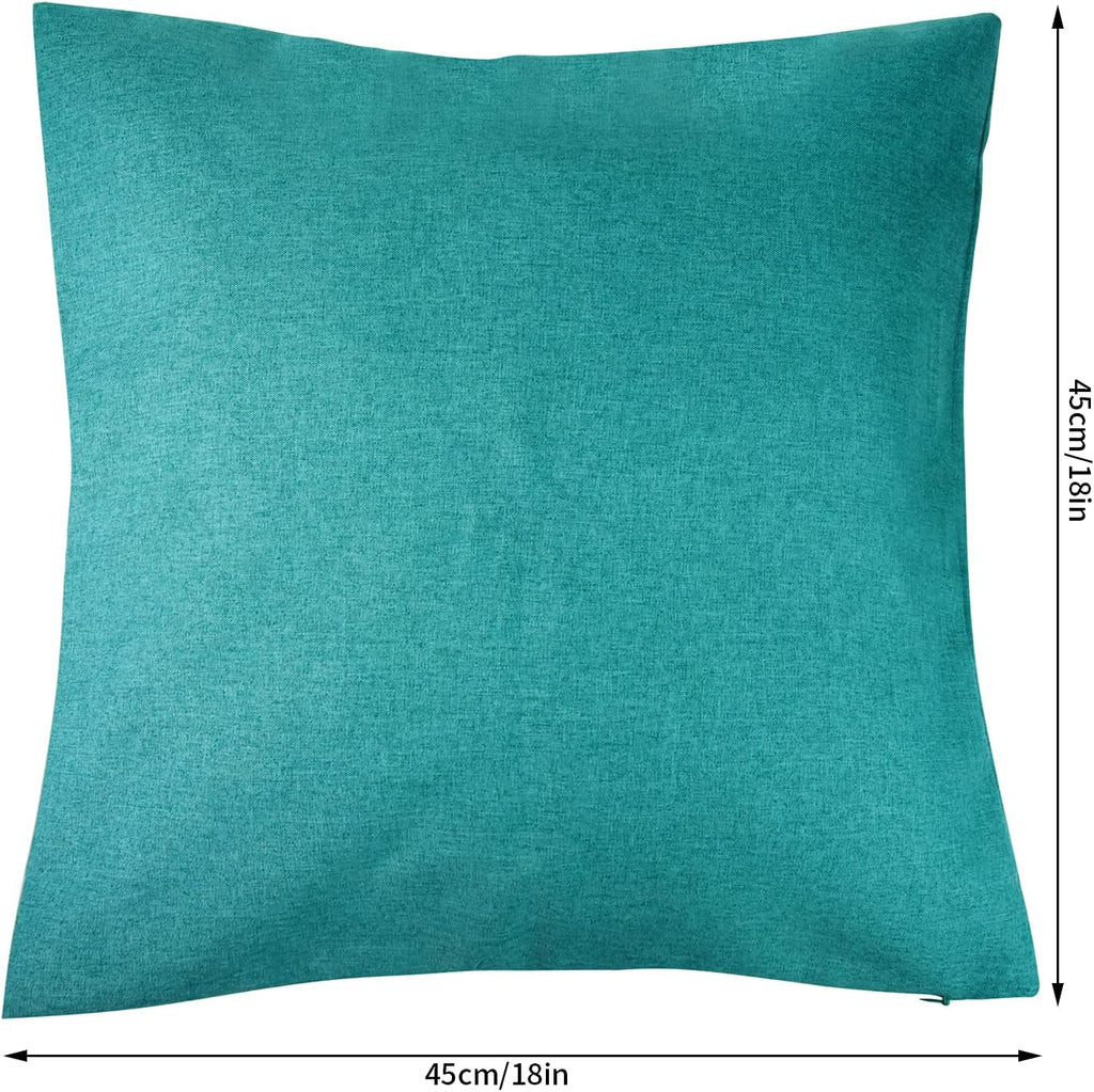 Pack of 4 Decorative Outdoor Waterproof Throw Pillow Covers ONLY Square Garden Cushion Cases, Tent and Sofa, 18 x 18