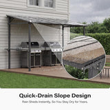 12x6 ft Hardtop Grill Gazebo, Outdoor Sloping PC Roof BBQ Patio Metal Gazebo with Shelves and Hooks