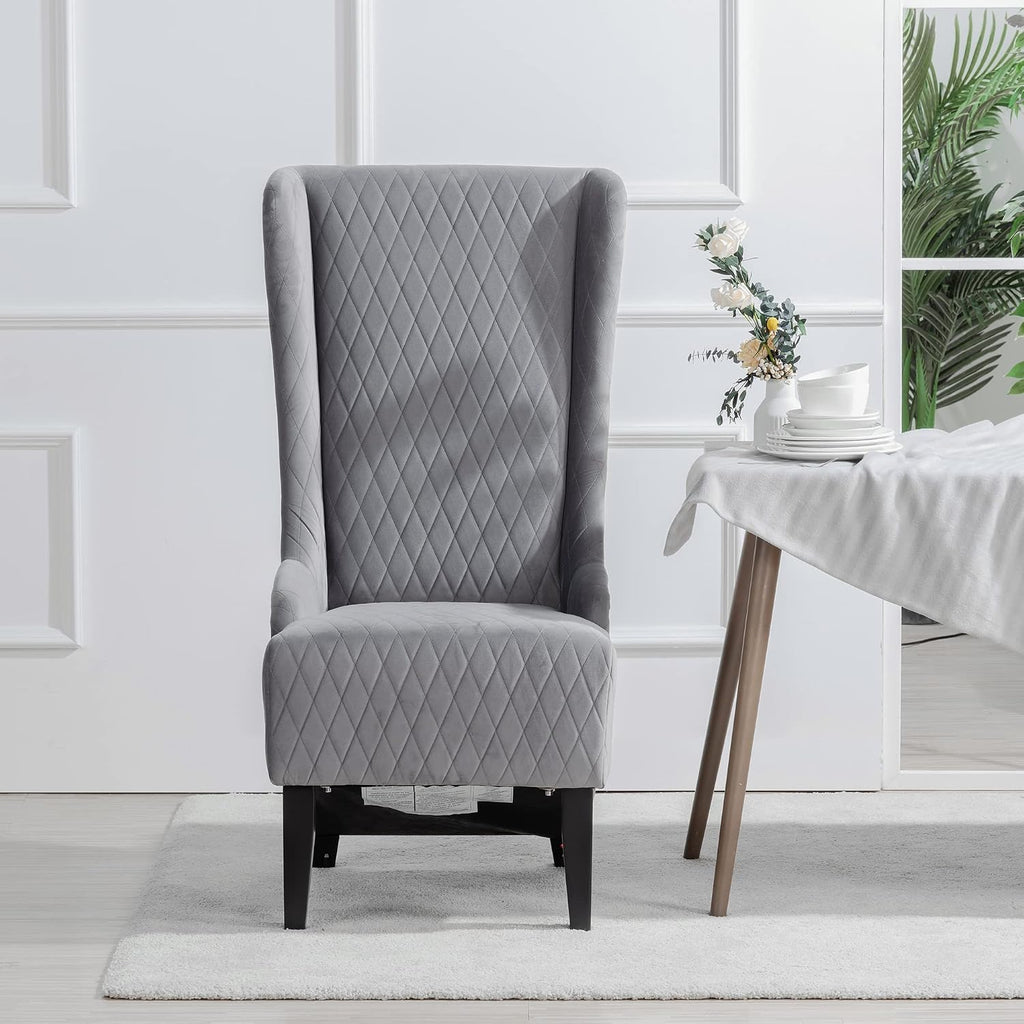 High Back Dining Chair Set of 2, Upholstered Wing Back Dining Chairs King Throne Royal Chair, Retro Accent Dinner