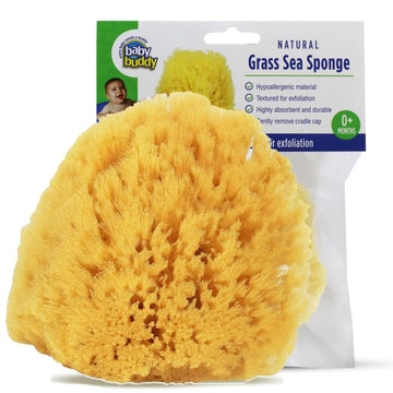 Buddy Natural Baby Bath Sponge 4in Soft Grass Sea Sponge Soft on Baby's Tender Skin, Biodegradable, Hypoallergenic