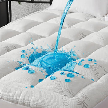 100% Waterproof King Size Mattress Topper, Viscose Made from Bamboo Pillow Top Mattress Protector for Back Pain