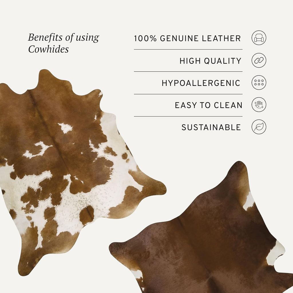 100% Genuine Brazilian Cowhide Rug - Grey - Luxury Cowskin Leather Area Rug Décor 7 x 6 feet