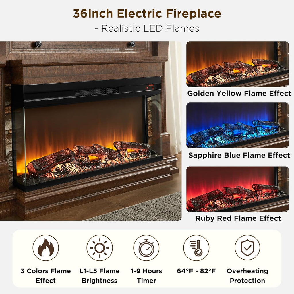 OKD 52 Inch Electric Fireplace with Mantel