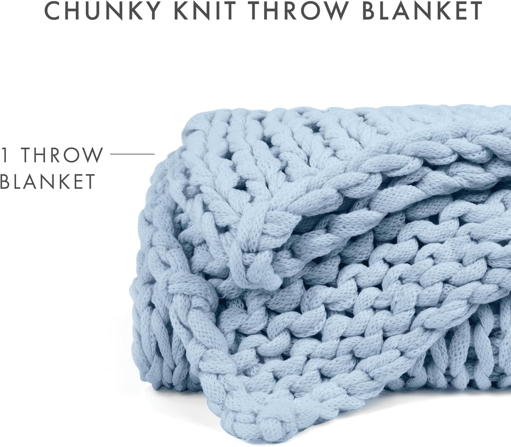 Beddings Oversized Chunky Knit Throw Blanket-100% Ultra-Soft Acrylic Hypoallergenic - 47'' x 59'' Cozy Home Accent