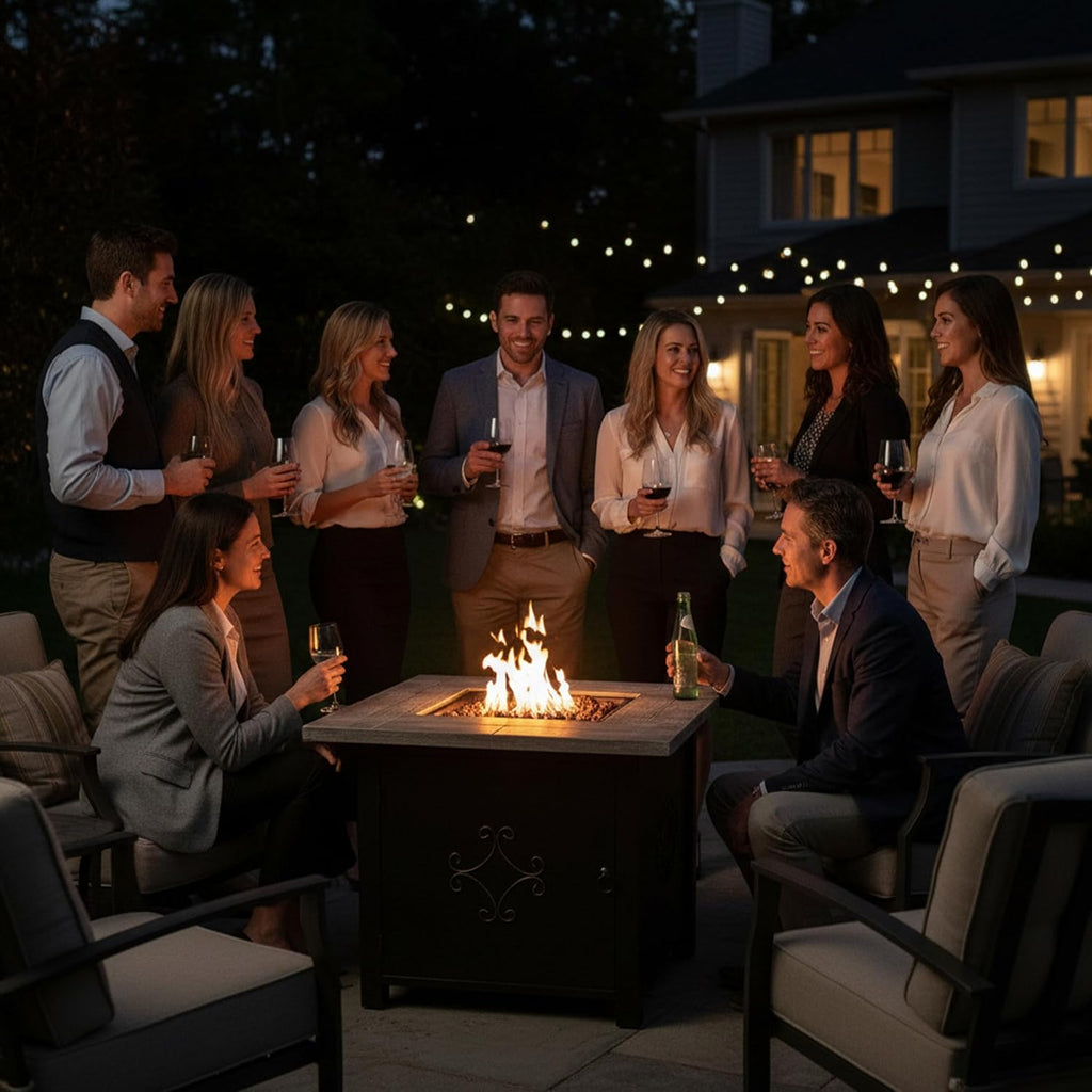 30-Inch Square Propane Fire Pit Table - 40,000 BTU Outdoor Gas Fire Pit Table with Lava Rocks and Weather-Resistant