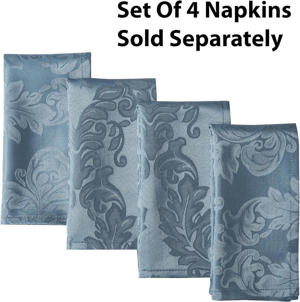 Barcelona Damask Fabric Tablecloth, 60 x 84 Inch Rectangle, Blue - No Iron, Soil Resistant Table Cov