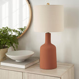 Home 22" Orange Terracotta Ceramic Table Lamp for Modern, Transitional, Bedside Table, Living Room, Dining, Entryway