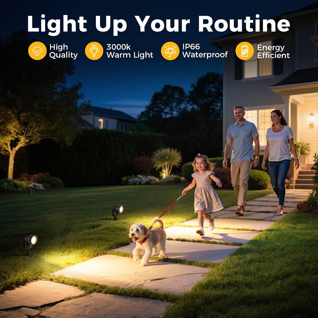 5W Dusk to Dawn Outdoor Spotlight 3000K Landscape Light 2 Pack | Auto On/Off Landscape Lighting, IP66 Waterproof Plug