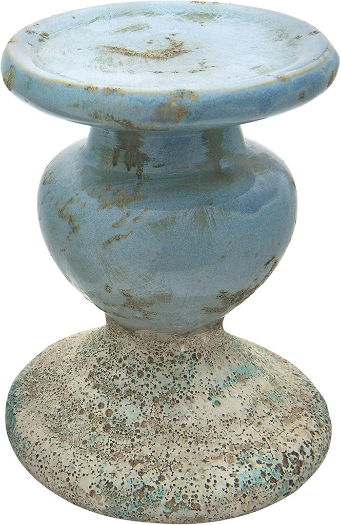Co-Op Large Distressed Blue Terracotta Pillar Candle Holder