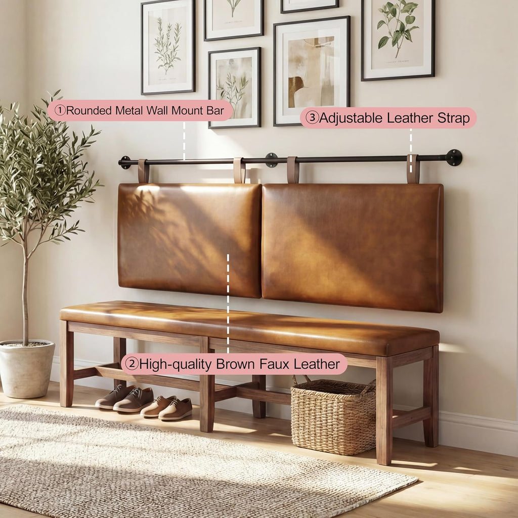 King Headboard, Wall Mounted Hanging Upholstered Soft Bed Head Board with Modern Design Faux Leather Headboards Ideal
