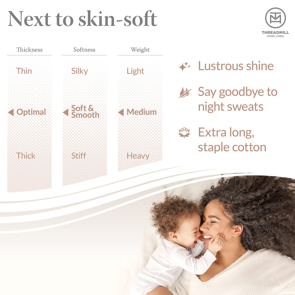 5-Star Hotel 500 Thread Count Best Bed Sheets, 100% Cotton Sheets Set for Queen Size Bed, Smoother Than Egyptian
