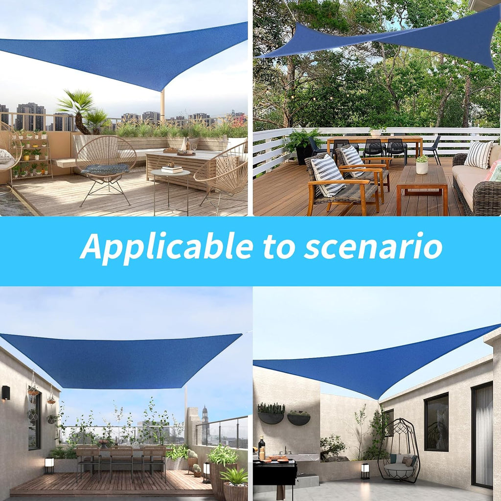 Shade Sail 14'X14' Rectangle Blue Breathable UV Block Outdoor Canopy for Backyard Patio Pergola Garden Deck(We Make