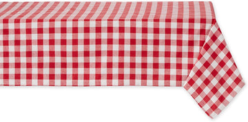 Checkered Tabletop Collection 100% Cotton, Machine Washable, Tablecloth, 60x84, Red