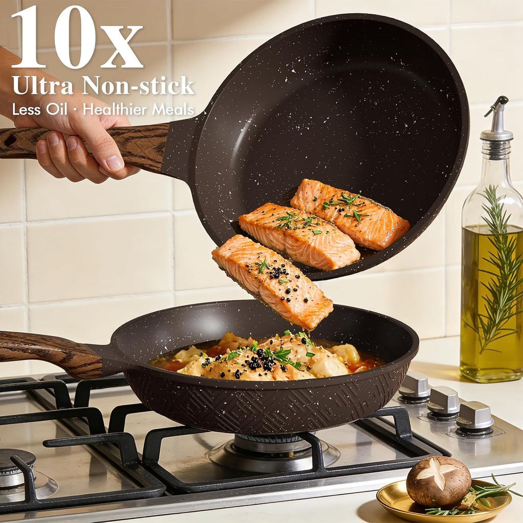 26PCS Pots and Pans Set Non Stick, Nonstick Cookware Sets, Induction Cook Ware, Includes Steamer & Silicone Utensils
