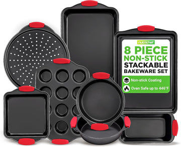 Non-Stick Kitchen Oven Pans-Deluxe & Stylish Nonstick Gray Coating Inside Outside, Commercial Grade Restaurant