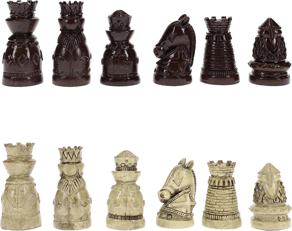 Medieval Themed Chess Set - Wooden Chess Board with Intricate Polystone Chess Pieces, Chess Sets for Adults, 15 in.