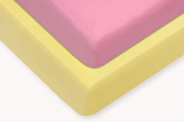 OrganicPro 100% Organic Turkish Cotton Fitted Crib Sheet (2 Pack) (Pink & Yellow)