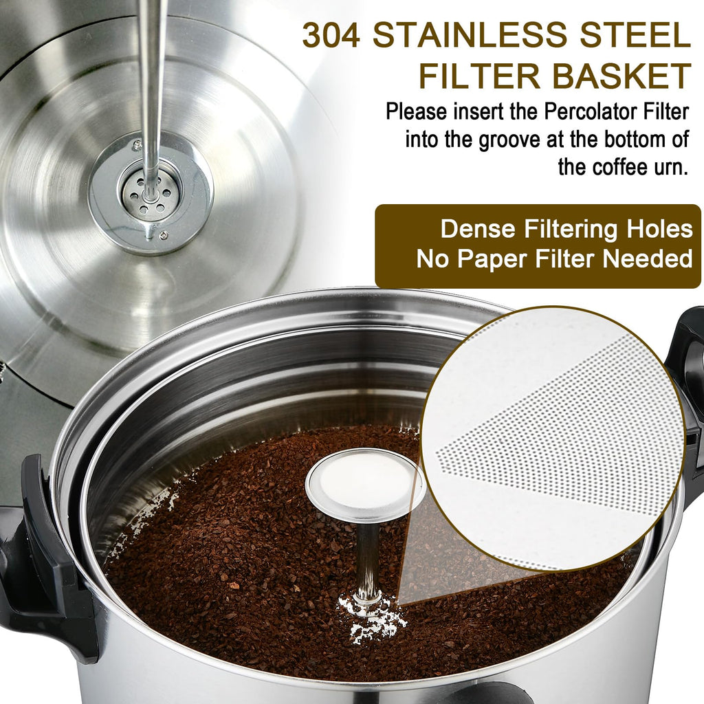 Commercial Coffee Maker 100 Cup Large Coffee Urn 4 Gallon 16L Industrial Coffee Dispenser 1300W Quick Brew Dual Wall