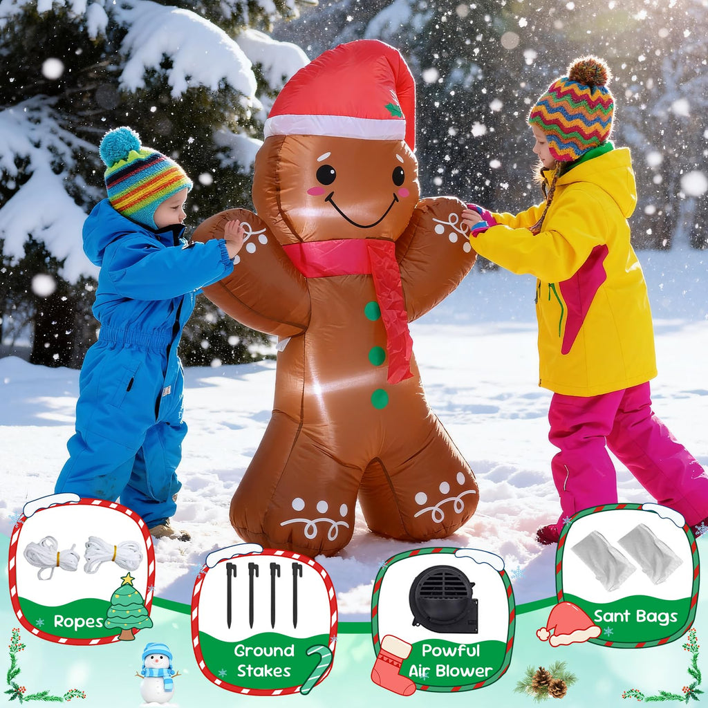 3.5 FT Christmas Inflatables Cute Gingerbread Man Decoration