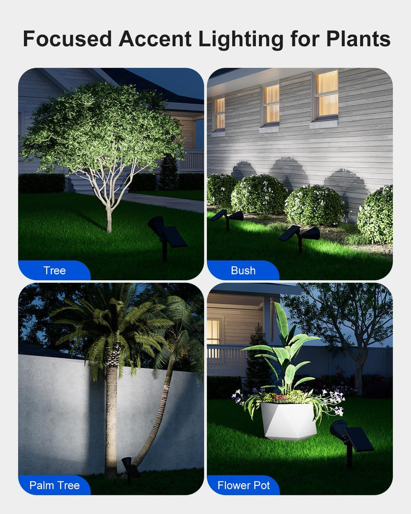 Solar Spot Lights Outdoor Waterproof for Flag, Palm Tree, Pole, Sign, Statue, Mailbox, Bright LED Outside Landscape