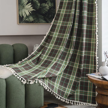 Boho Curtains Bedroom, Vintage Gingham Curtains Christmas Light Filtering Country Bohemian Tassels Vintage Chic Grid