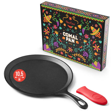 Cast Iron Comal Pan 10.5 Inch | Compact Comal para Tortillas, Roti