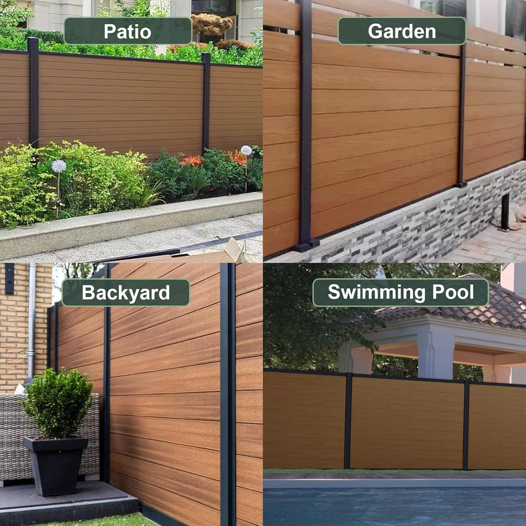 Privacy Fence Panels for Outside,6ft(W) x 6ft(H) Outdoor Privacy Panels with 1 Post,Wind Resistant Wood Plastic