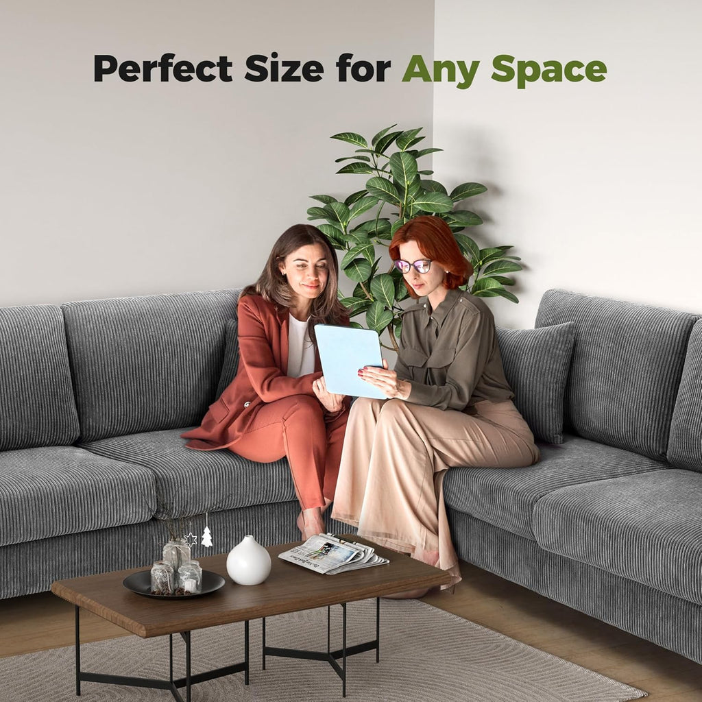 70in Corduroy Couch, Sofa No Tool Assembly, Comfy Couches 21in Deeper Seats, Corduroy Sofas with 2 Pillows, Oversized