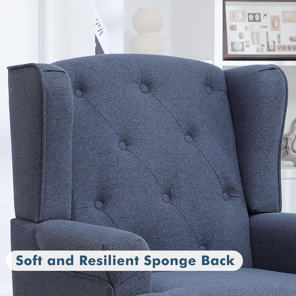 Accent Chair Set of 2, Mid Century Modern Fabric Wingback Chair, Upholstered Armchair with High Back and Vintage
