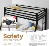 Loft Bunk Bed Twin Over Full with Ladder and Guardrail,Heavy Duty Metal Slats Support No Box Spring Needed Small Space