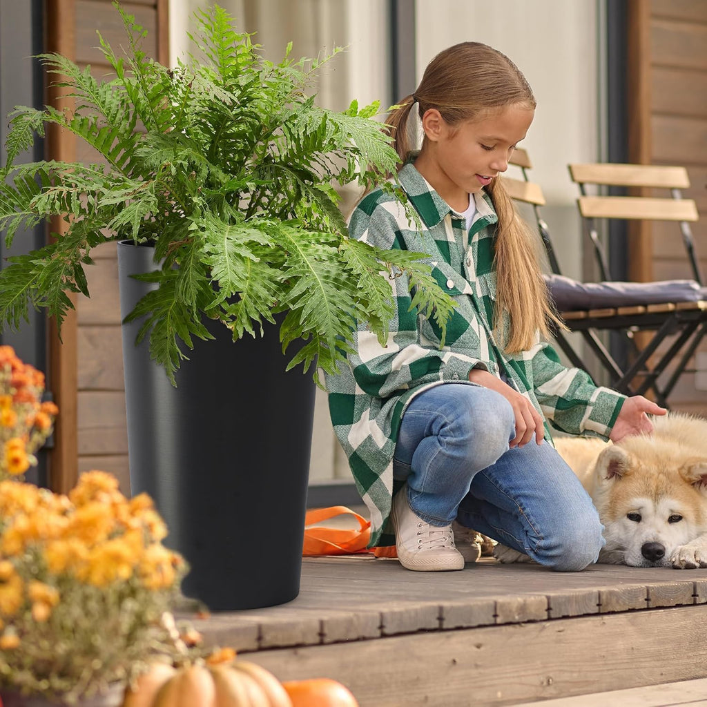Planters for Outdoor Plants, Flower Plant Pots, Garden Bed, Herb Planter - Modern Tall Square Planter Box for Indoor