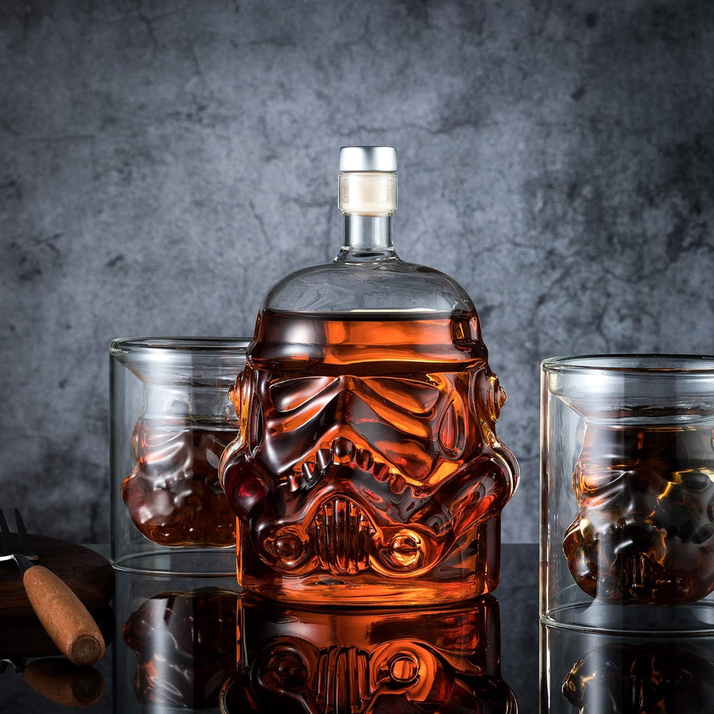 Whiskey Decanter Set Transparent Creative with 2 Glasses,Gifts for Men,Whiskey Flask Carafe Decanter with 4 Whiskey