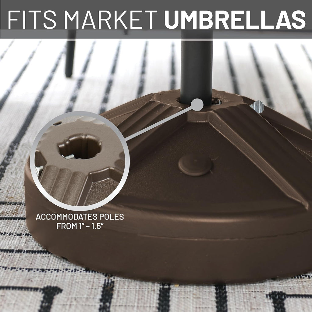 Durable 50 Pound Fillable Umbrella Base Designed to be Used with a Patio Table - Bronze