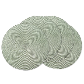 Round Braided Placemats Set of 4 15 Inch Sage Green Table Mats