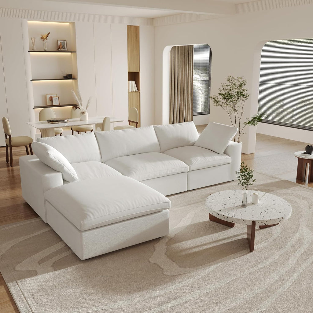Cloud Modular Sectional Sofa with Storage Ottoman,120.45" L Shaped Couch ,Down Filled Convertible Couch Deep Seat