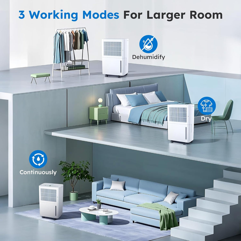 2500 Sq.Ft Dehumidifiers with Drain Hose for Home