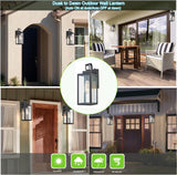 Dusk to Dawn Outdoor Wall Lantern, Wall Sconce for Porch Lighting Fixture, E26 Base Max 60W, Metal Housing Plus Glass