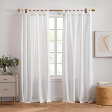 Matine Solid Tab Top Indoor/Outdoor Window Curtain, White - 52" W x 108" L