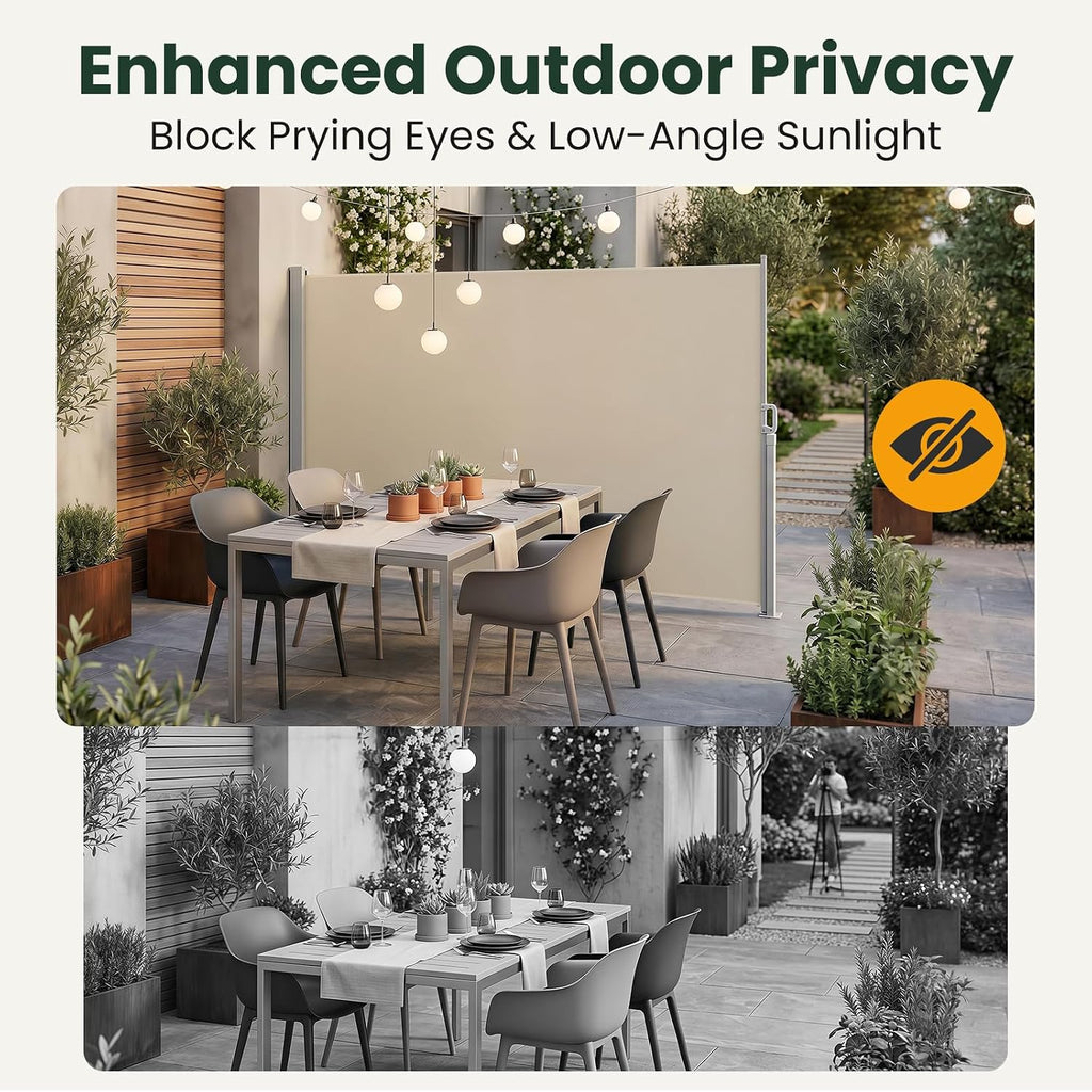 Retractable Side Awning 71" x 236" - Retractable Privacy Screen Outdoor , Waterproof UV Resistant, Outdoor Privacy