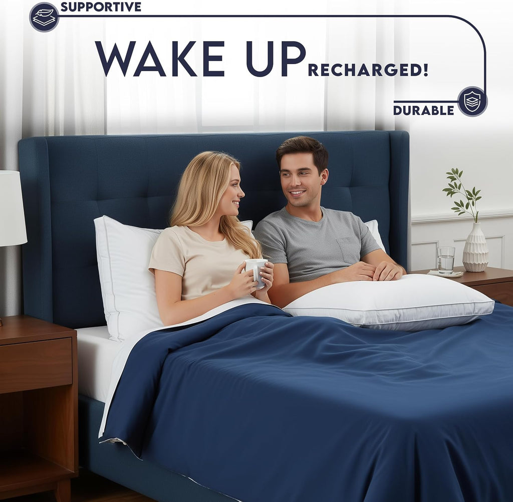 Bed Pillows for Sleeping King Size (White), Set of 2, Soft & Fluffy Pillow with Down Alternative Filling, Cooling