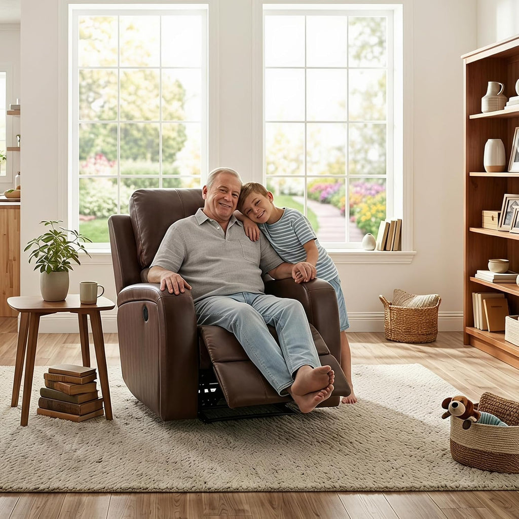 Electric Recliner Chair, Soft PU Leather Power Recliners with Padded Backrest, Single Overstuffed Heavy Duty