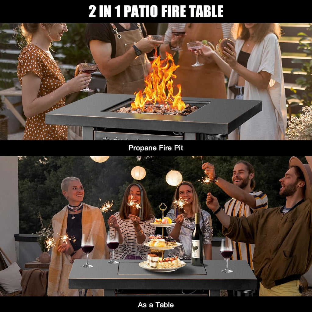 Fire Pit with Grill for Outside Wood Burning