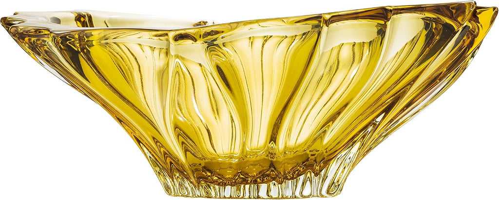 Bohemian Crystal AU52065, 13-Inch Amber Plantica Crystal Fruit Bowl, Decorative Centerpiece Wedding Gift Platter