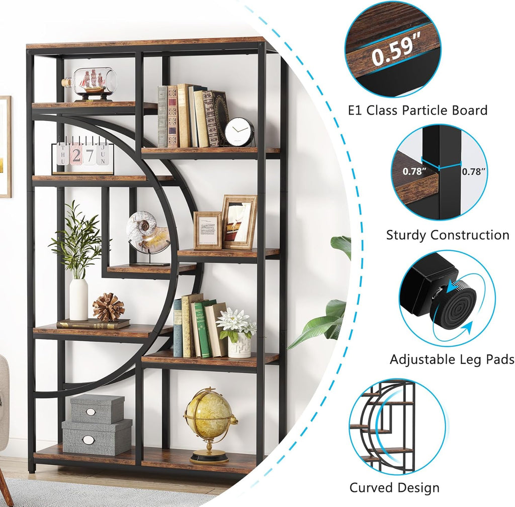 Bookshelf, Industrial 5 Tier Etagere Bookcase