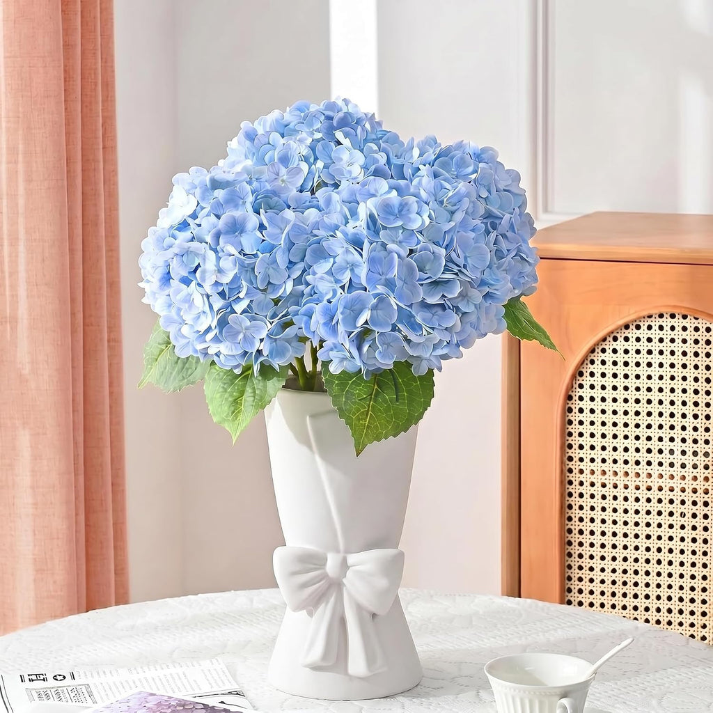 White Ceramic Bow Vase Unique Cute Decorative Bouquet Flower Vases 9.64 in Summer Home Decor Vase