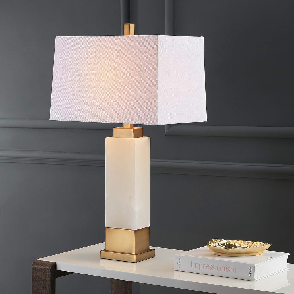 Rozella Alabaster White/ Gold 30-inch Bedroom Living Room Home Office Desk Nightstand Table Lamp (LED Bulb Included)