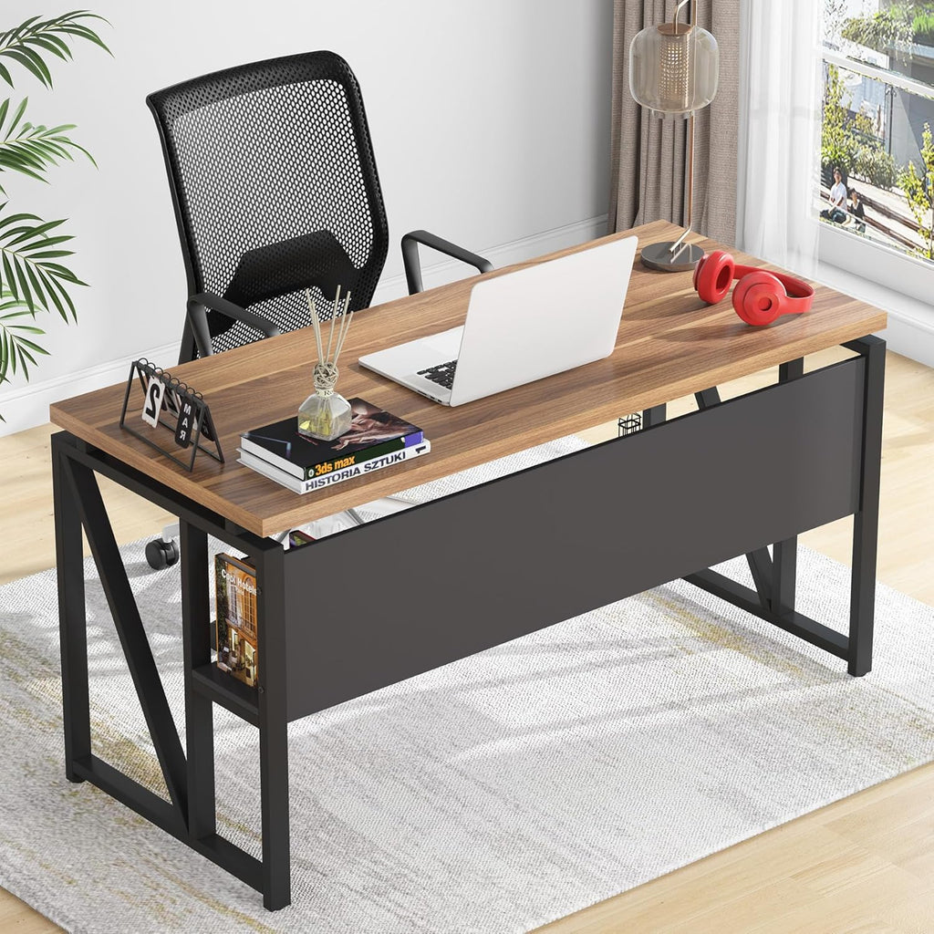 55-inch L Shaped Desk with Drawer Cabinet, Executive Computer Desk and lateral File Cabinet