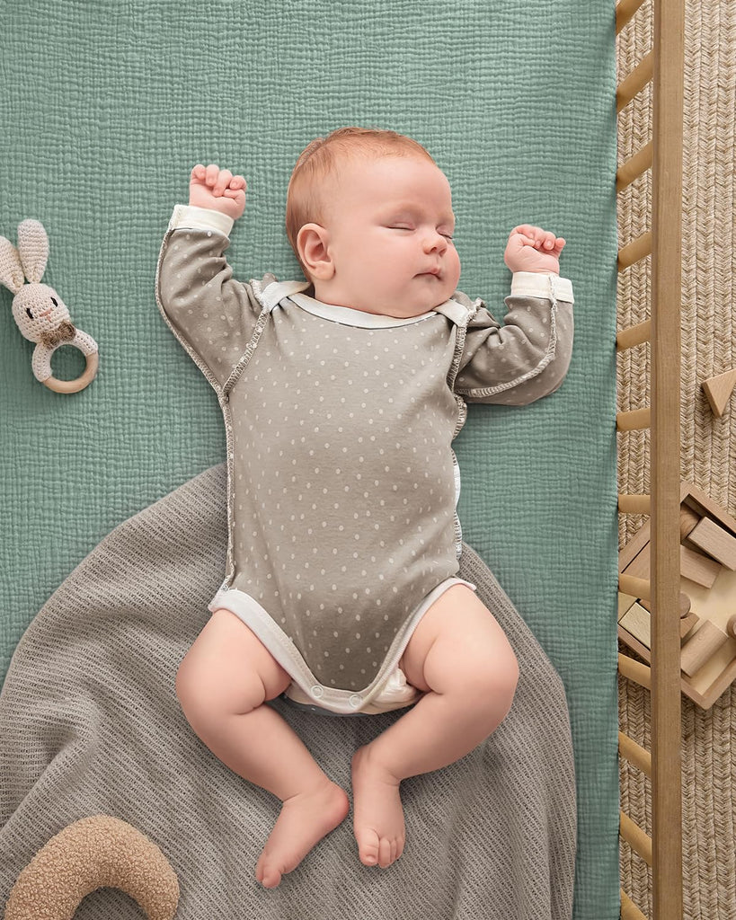 Muslin Crib Sheets, 2 Pack, Sage Checkboard & Sage Green