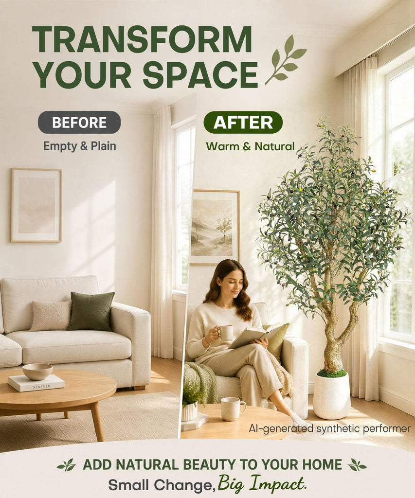 6ft Artificial Olive Tree: Large Lifelike Plant