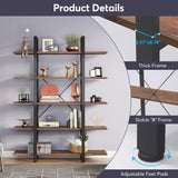 5-Tier Bookshelf, Vintage Industrial Style Bookcase 72 H x 12 W x 47L Inches
